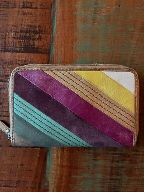 Fossil Colorblock Leather Zip Wallet - Multicolor